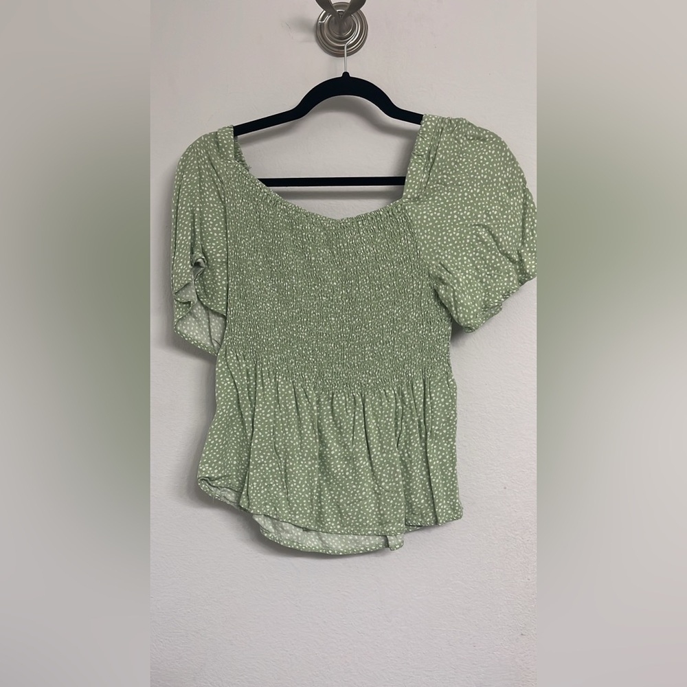 Green Polka Dot Women's Top